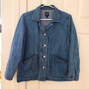 GAP Blue Denim Button-Front Jacket